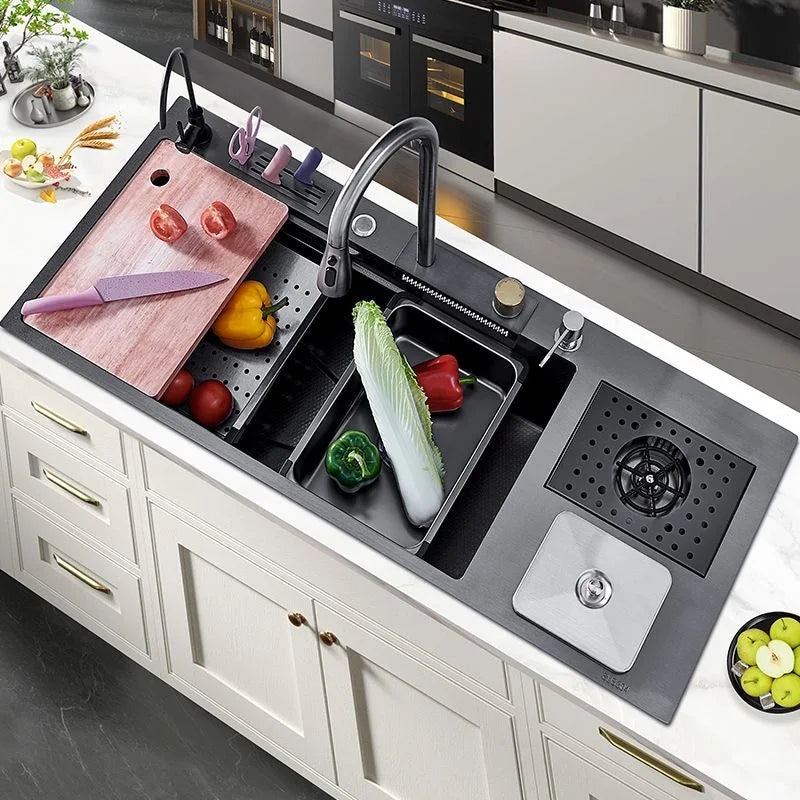 Flying Rainwaterfall Sink Stainless Steel Large Big Garbage