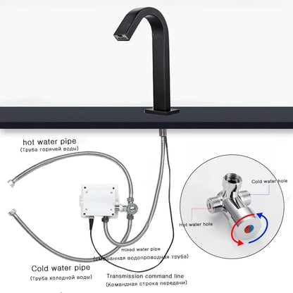 Oxg Black/Chrome Smart Sensor Basin Faucet Automatic Sensor