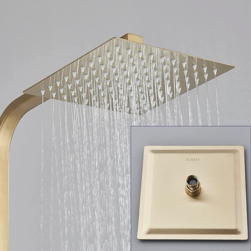 Golden Shower Faucet Rainfall 3/4-Way Bathtub Tap Bathroom