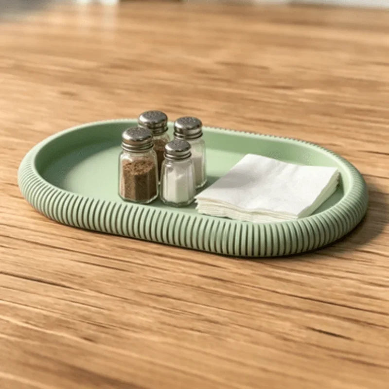 Oval Storage Tray Decorative Organizer Plate Anti-Slip Desktop