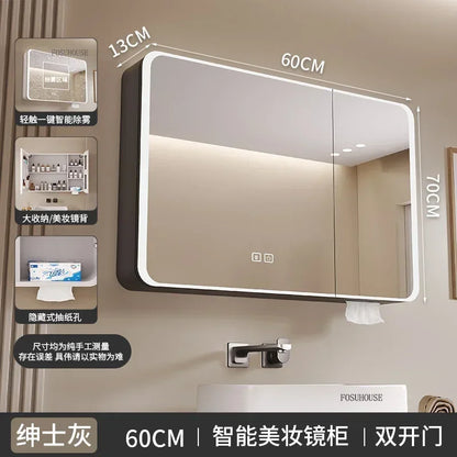 Minimalist Modern Arc-Shaped Smart Bathroom Mirror Cabinets