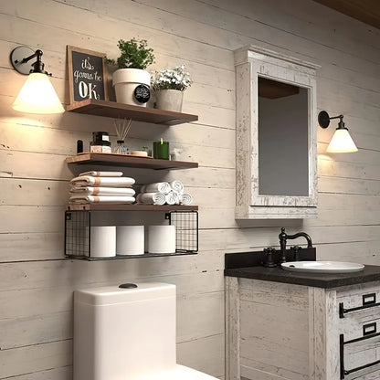 Wall Mounted Floating Shelves Wood Bathroom Shelves Farmhouse