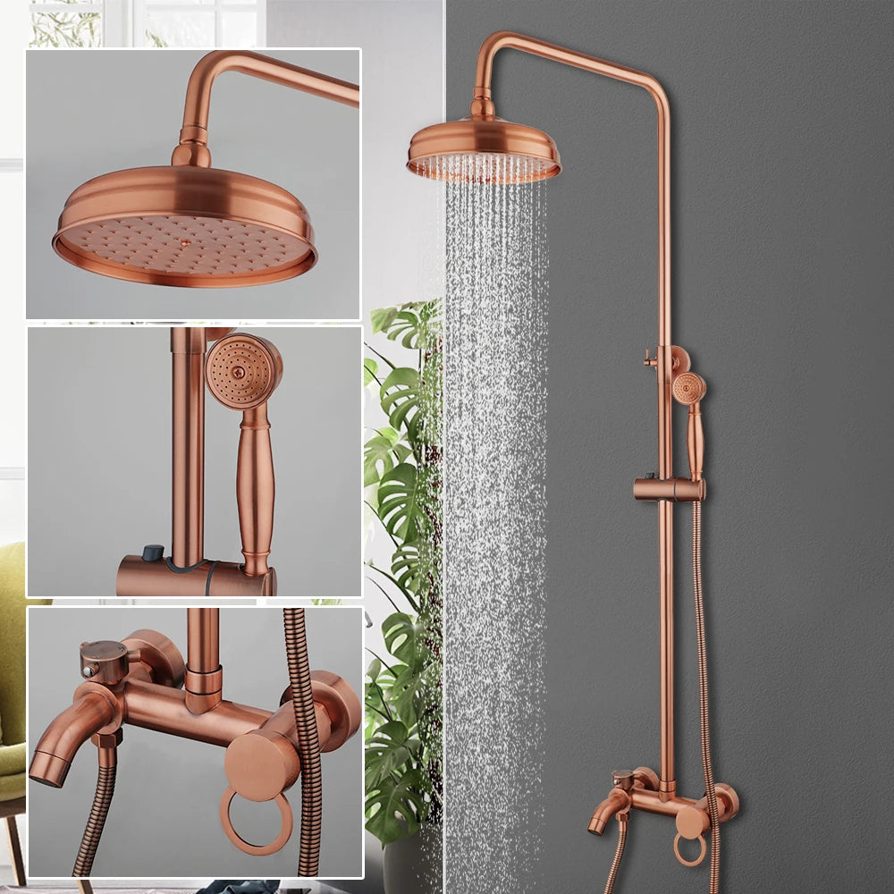 Kemaidi Antique Copper Bathroom Shower Rainfall Bath Shower