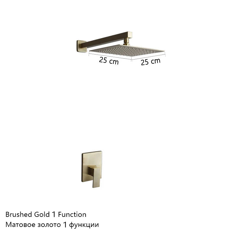 Luxury Brushed Gold/Black/Silver/Grey Hidden Bathroom Shower