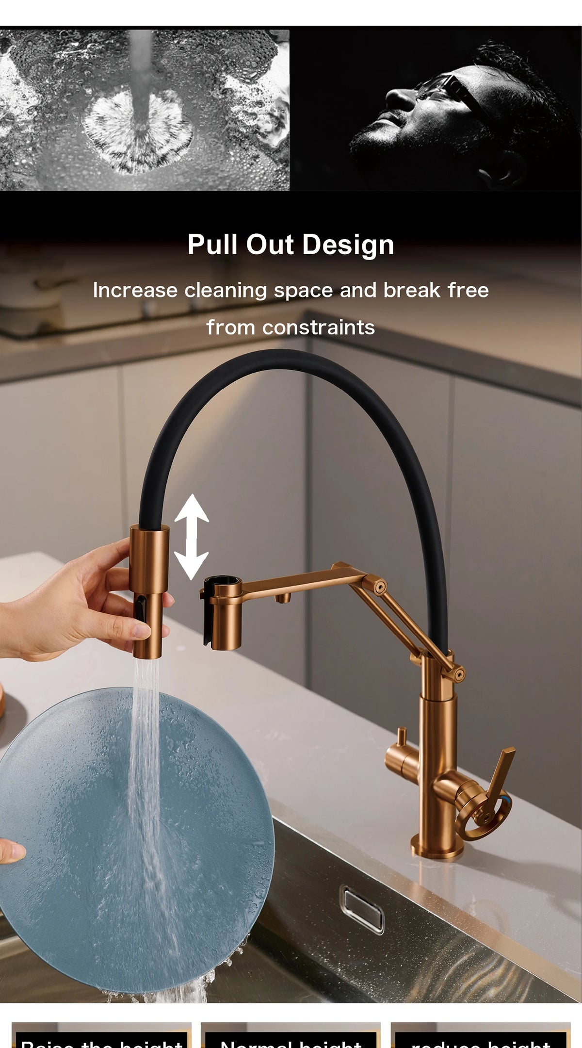Gun Gray Brass Island Style Faucet Filtered Water