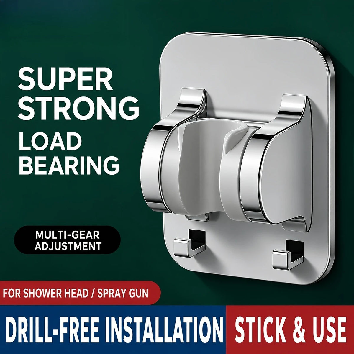 Adjustable Suction Cup Shower Caddy Bathroom Wall-Mounted
