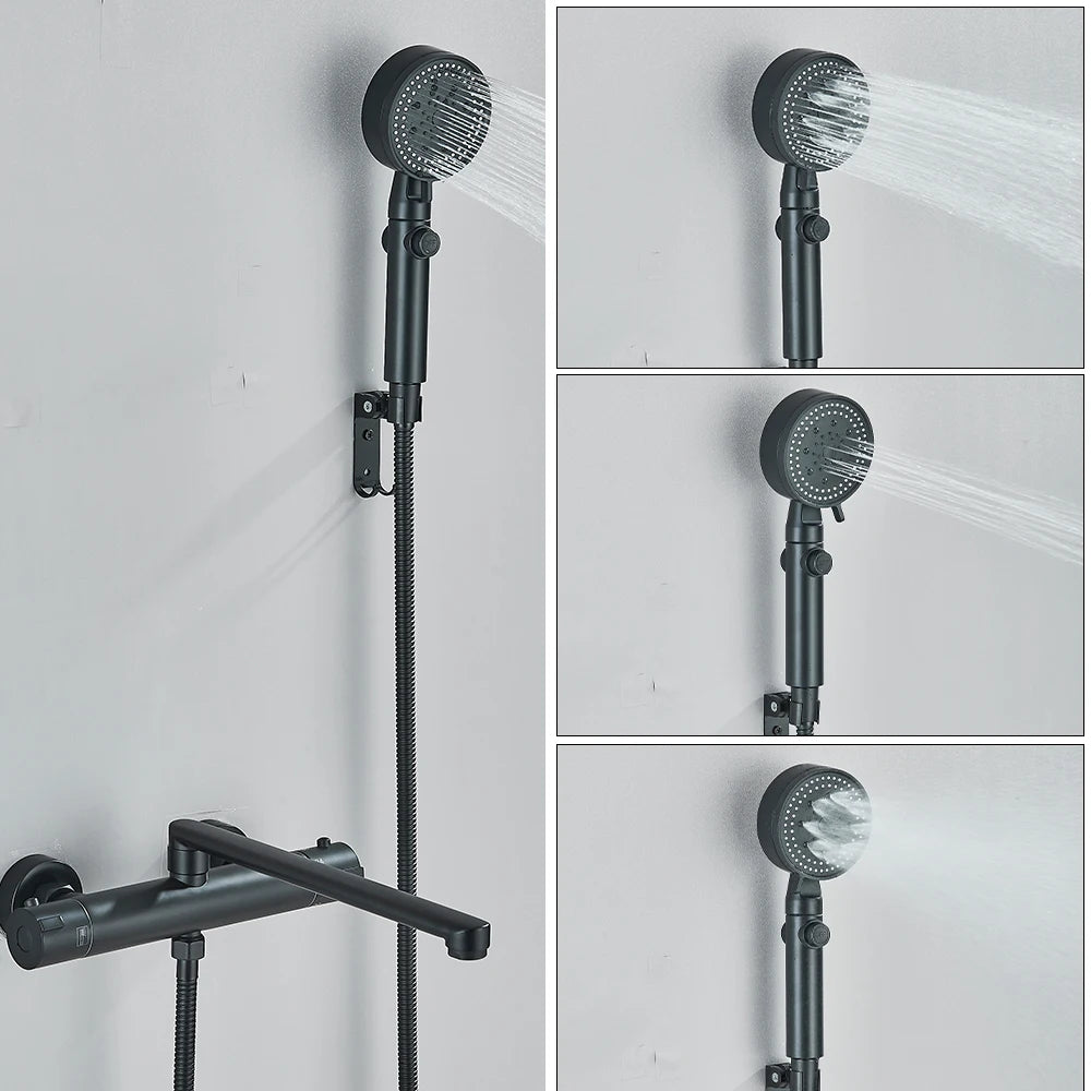 Thermostatic Shower Faucet Bathroom Black Mixertap Thermostat