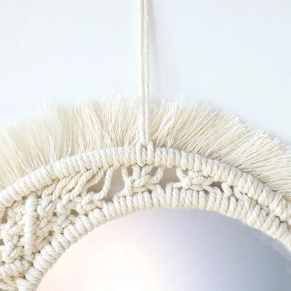 Boho Decorative Mirrors Macrame Round Mirror Aesthetic Room
