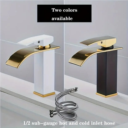 Luxury Black White Gold Waterfall Faucet Cold Pipe