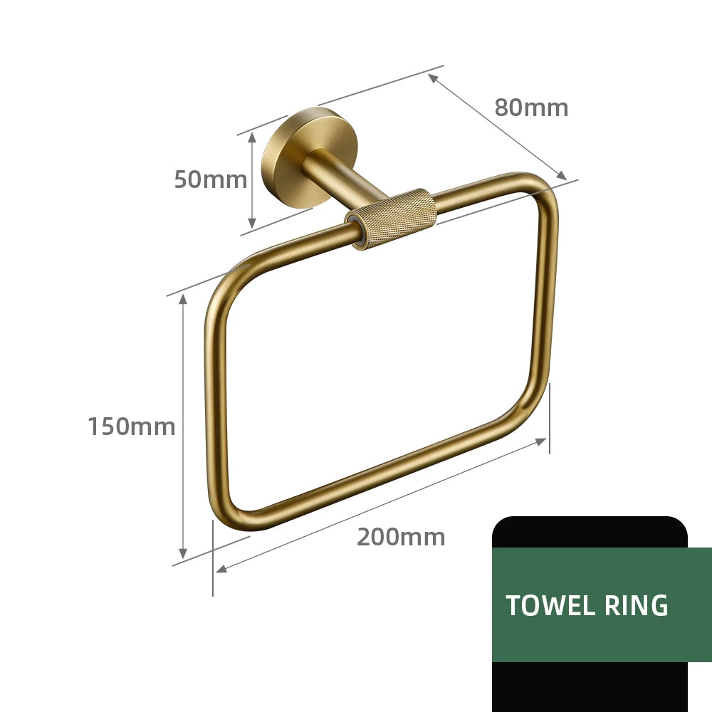 Gold Bathroom Towel Bar Bath Robe Hook Brass