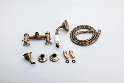 Retro Shower Faucets Antique Brass Ceramics Bathtub Faucets