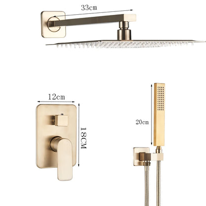 Brushed Gold Bathroom Shower Faucet Rainfall Concealed Shower