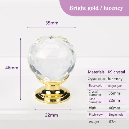 Colorful Crystal Glass Ball Pulls Knobs Wardrobe Door