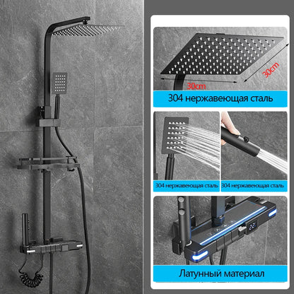 Brass Shower Faucet Thermostatic Digital Display Bathroom Faucet