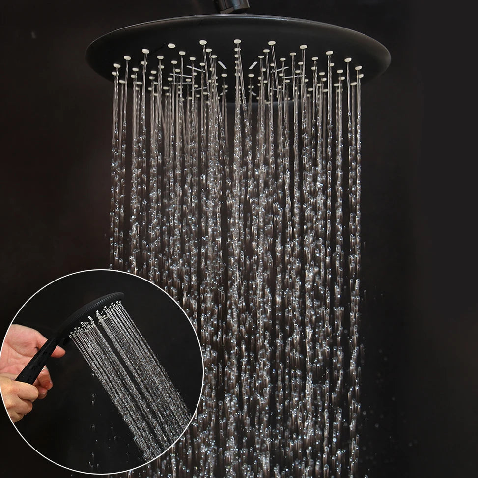Jieni Matte Black Rainfall Shower Faucet Paint Black