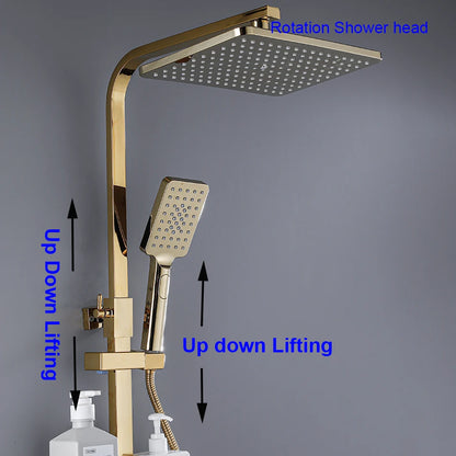 Gold Piano Digital Display Bathroom Shower Brass Bathroom