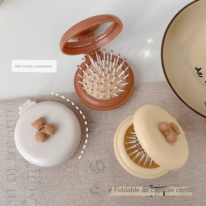Cute Cartoon Foldable Comb Makeup Mirror Air Cushion