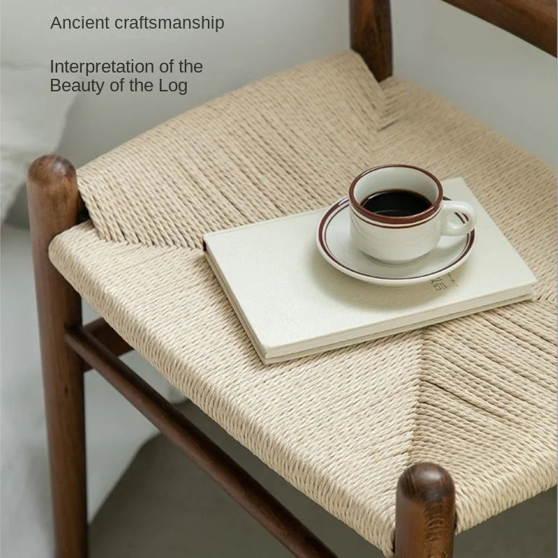 Momo Scandinavian Simple Wood Vanity Stool Rattan Wicker