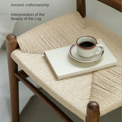 Momo Scandinavian Simple Wood Vanity Stool Rattan Wicker
