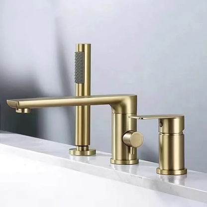 Luxury Gunmetal Black Bathtub Faucet Three Hole Mounting