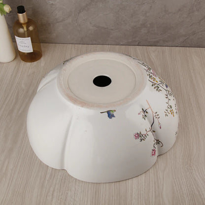Zappo Above Counter Ceramic Vessel Sink Bathroom Round