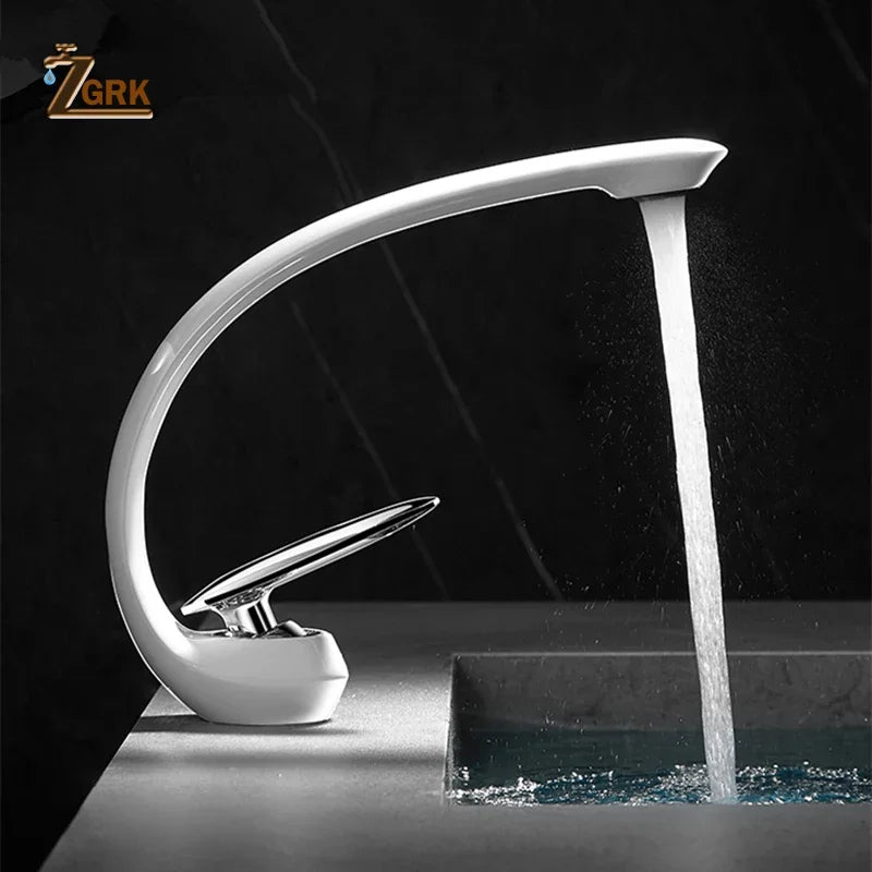 Creative Bathroom Sink Faucet Tap White Brass Wash