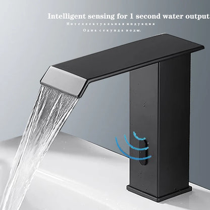 Smart Sensor Bathroom Basin Faucet Intelligent Black Automatic