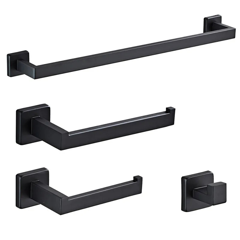 Bathroom Matte Black Wall Shelf Toilet Roll Paper