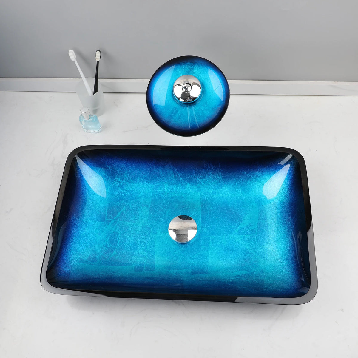 Kemaidi Big Tempered Glass Basin Sink Washbasin Bathroom