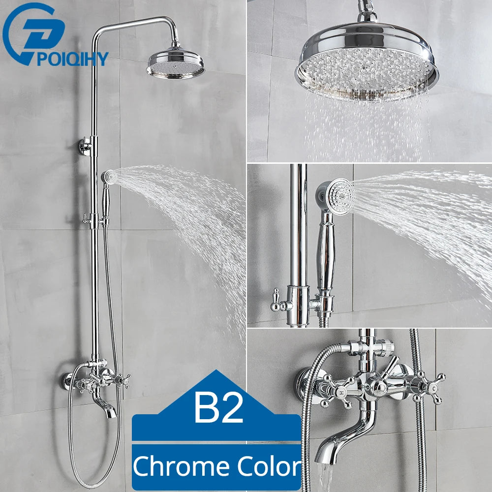 Bathroom Shower Faucet Brass Rainfall Shower Mixer Tap