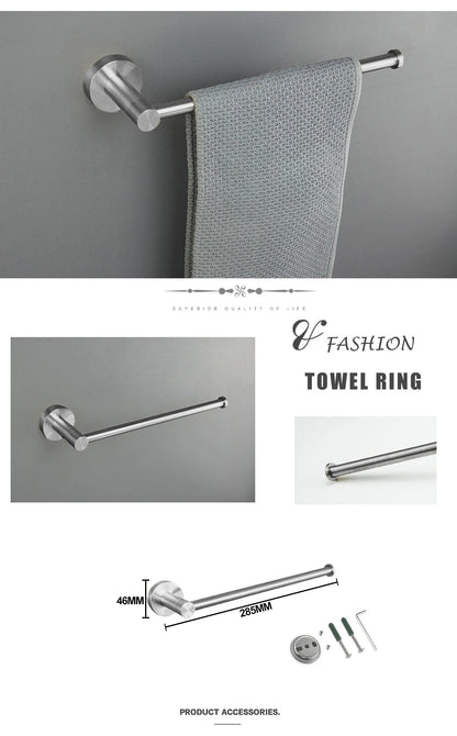 Brushed Nickel Bathroom Towel Bar Bath Robe Hook