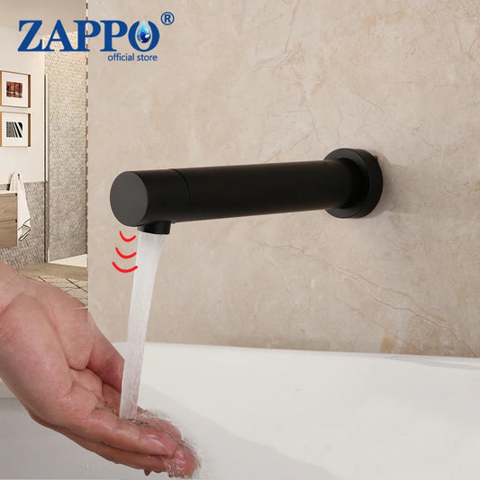 Zappo Matte Black Bathroom Faucet Wall Mount Sensor