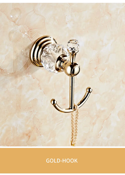 Ellen Golden Crystal Bathroom Hardware Adjust Towel Rack