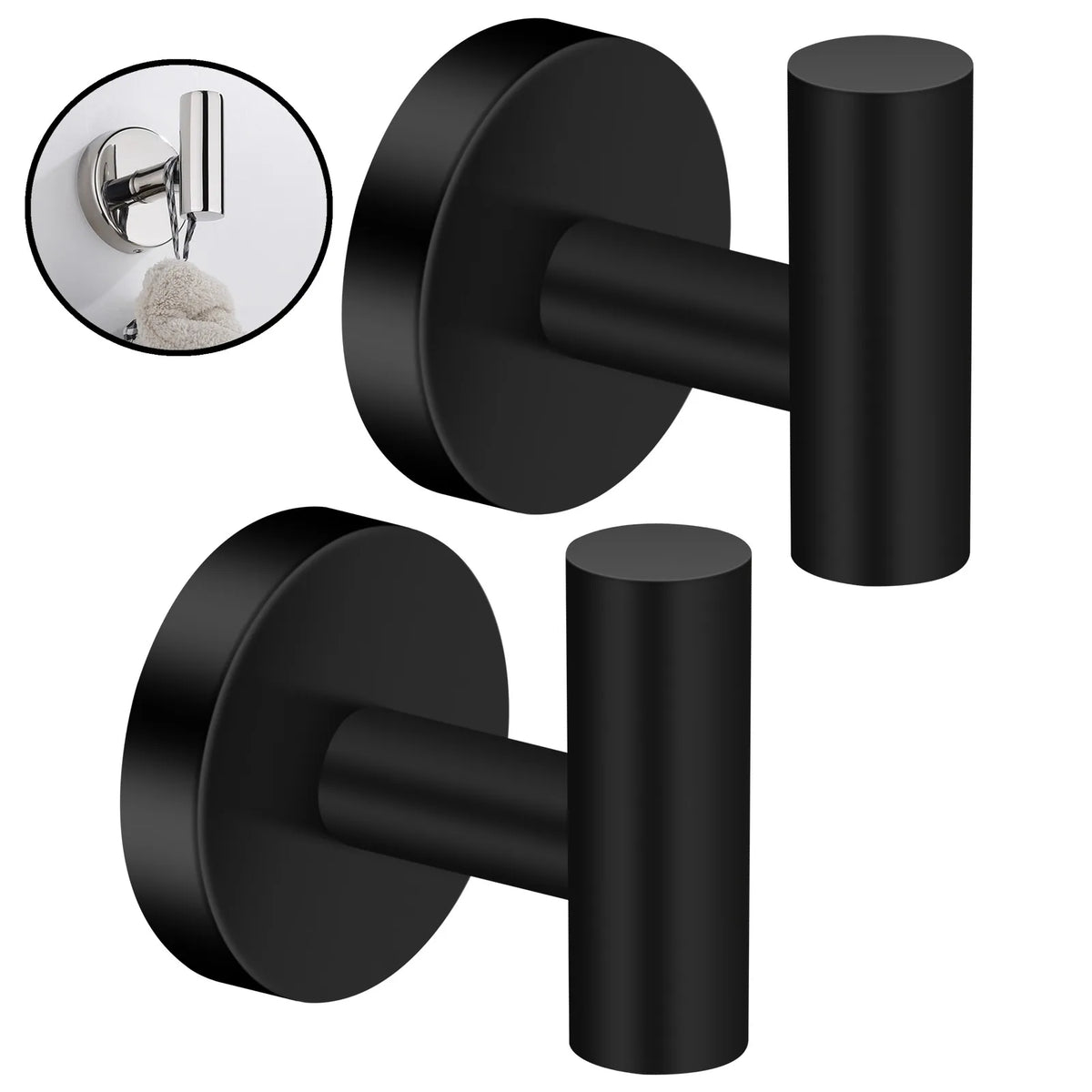 Wall Mounted Bath Towel Hooks Stainless Steel Robe