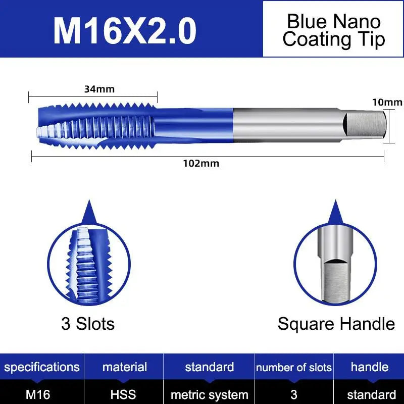 Azzkor Tip/Spiral/Straight Groove Tap M35 Cobalt Containing Blue