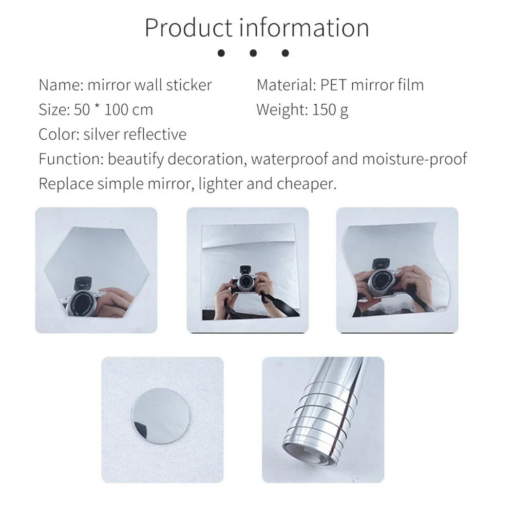 Wall Mirror Sticker Film Self-Adhesive Privacy Film Wall