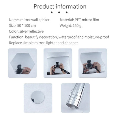 Wall Mirror Sticker Film Self-Adhesive Privacy Film Wall