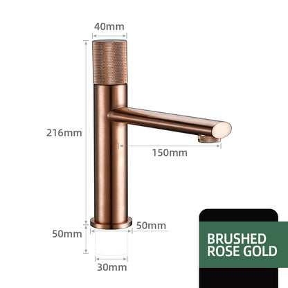 Knurled Faucet Brushed Gold Basin Faucet Bathroom Taps