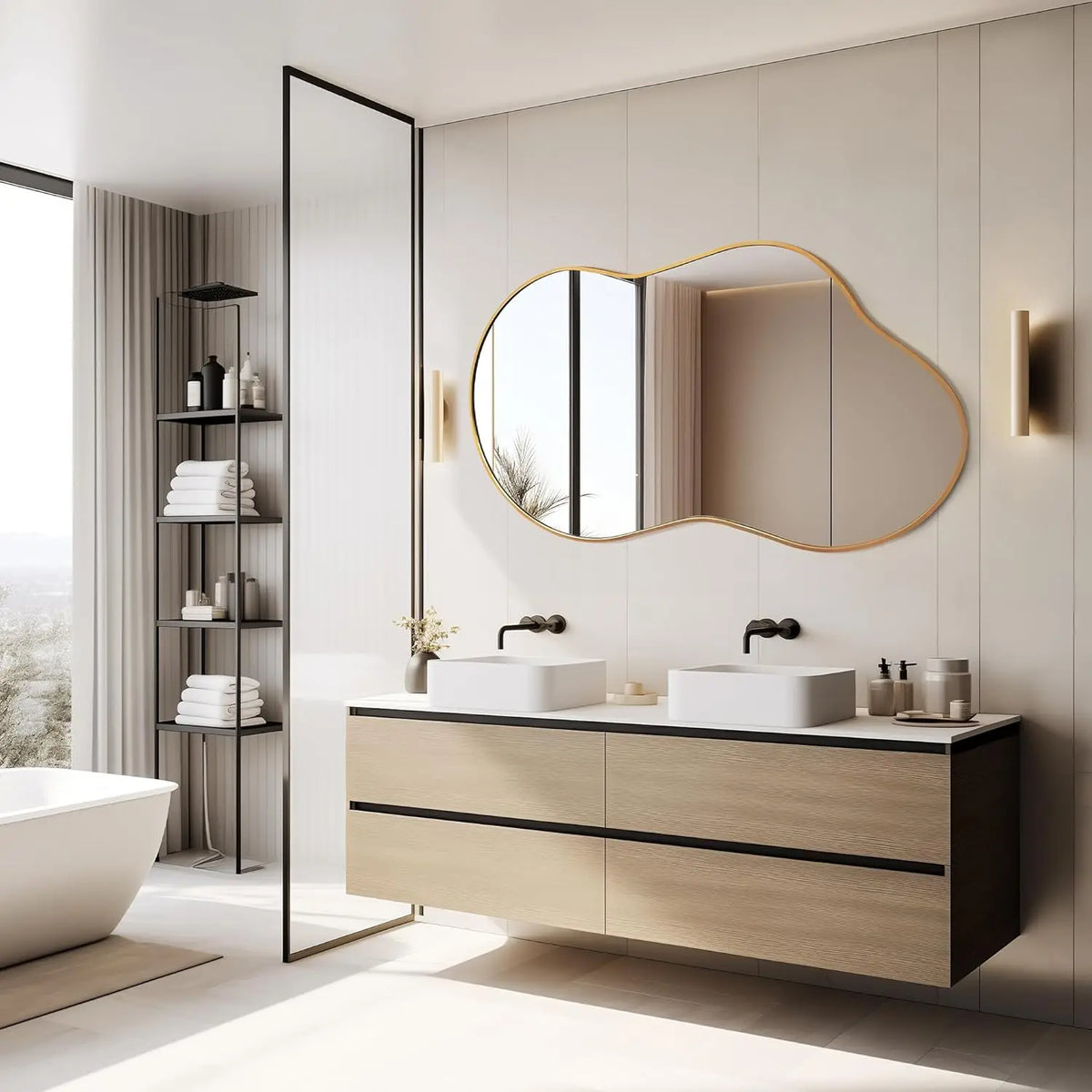 Wall Mirror Decorative Bathroom Mirror Irregular Metal Frame