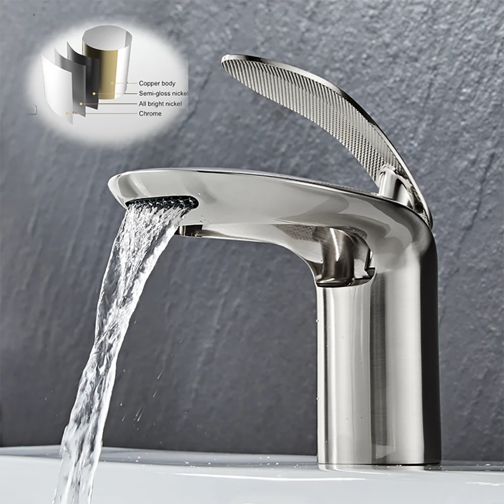 Tolm Waterfall Basin Faucet Water Tap Chrome Bathroom