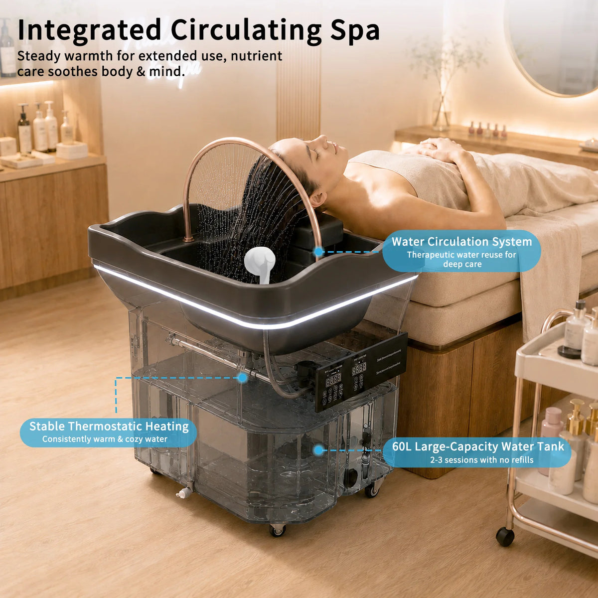 Head Spa Shampoo Basin 60l Water Storage Tank