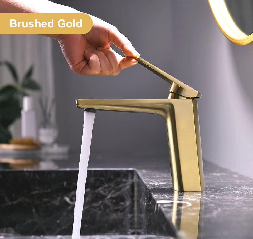 Vgx Brushed Gold Bathroom Faucets Square Basin Mixer