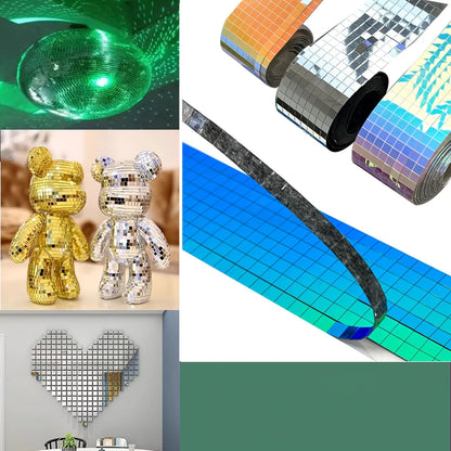 4x100cm Creative Diy Glass Mirror Stickers Mosaic Glass