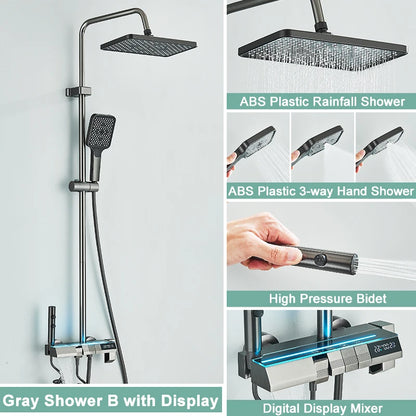 Rozin Gray Bathroom Shower Faucet Smart Digital Display