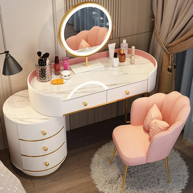 Pink White Vanity Table Women Luxury Nail European
