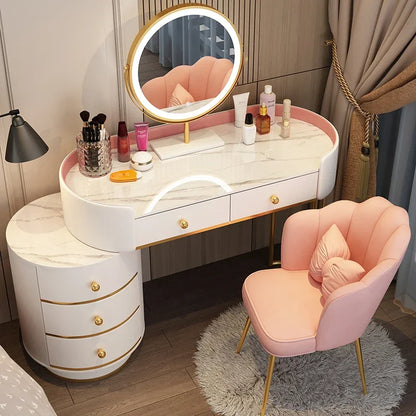 Pink White Vanity Table Women Luxury Nail European
