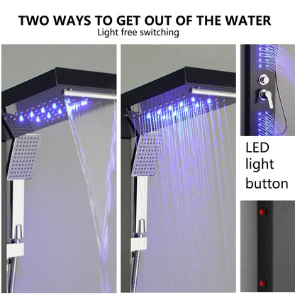 Zappo Shower Panel Tower System Led Rainfall Waterfall