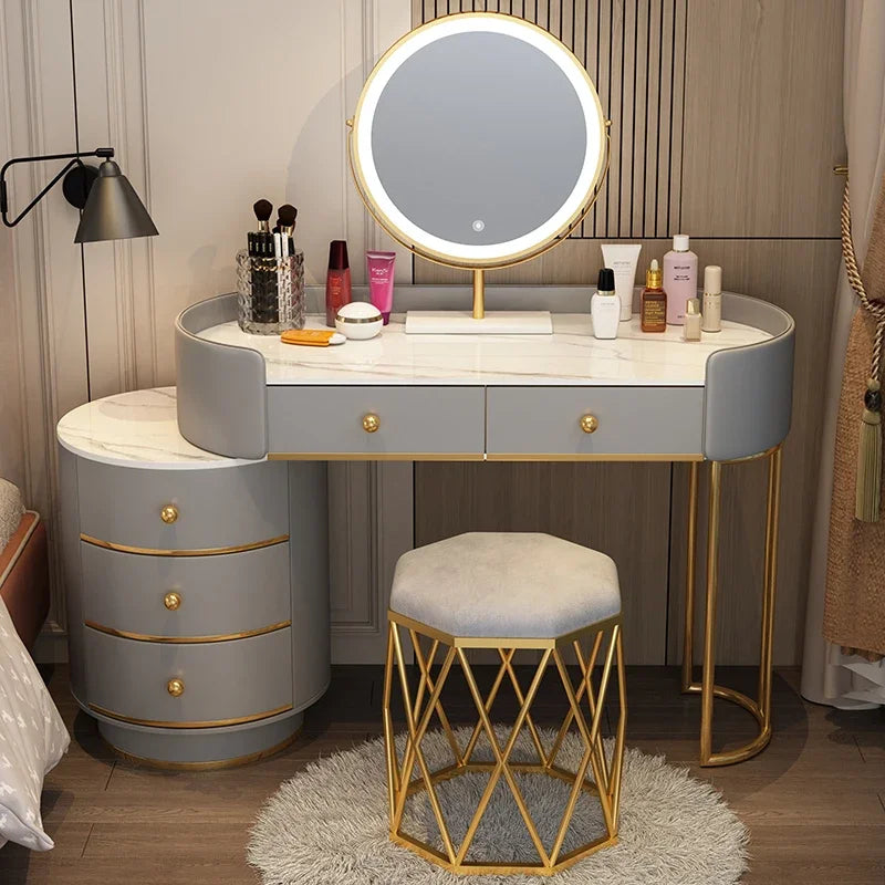 Pink White Vanity Table Women Luxury Nail European