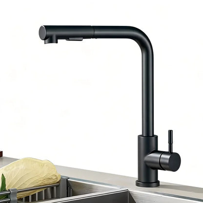 Black Flexible Pull Out Sink Faucet Stainless Steel