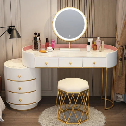 Pink White Vanity Table Women Luxury Nail European
